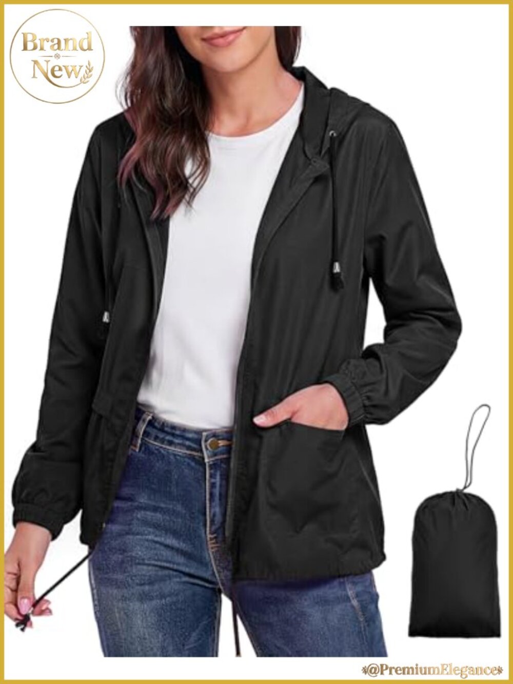 Women's Waterproof Rain Jacket Lightweight Hooded Packable Windbreaker